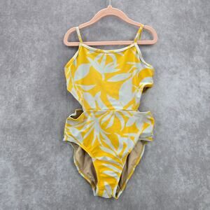 Old Navy Yellow Floral One‎ Piece Cutout Swimsuit Girls Toddler 2T